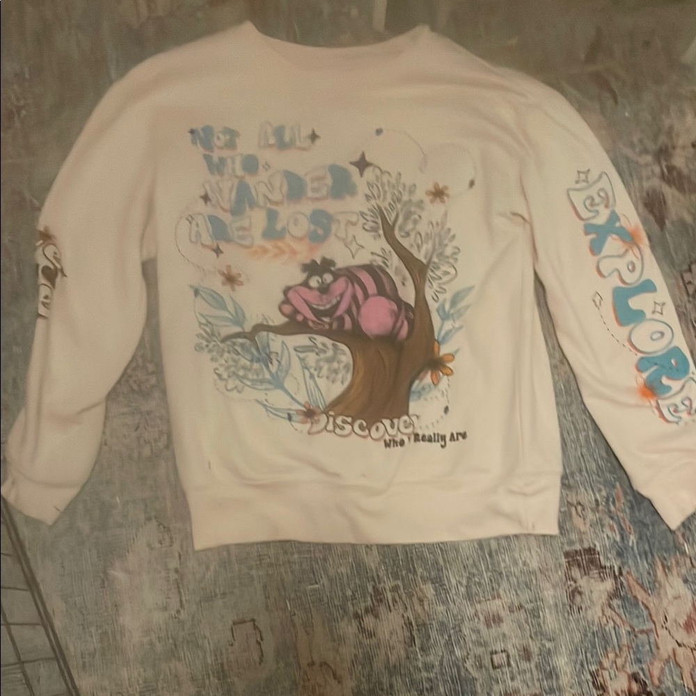 Disney Cream and Blue Graphic Sweatshirt